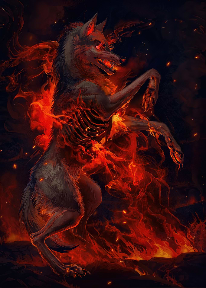 Fiery Wolf Creature