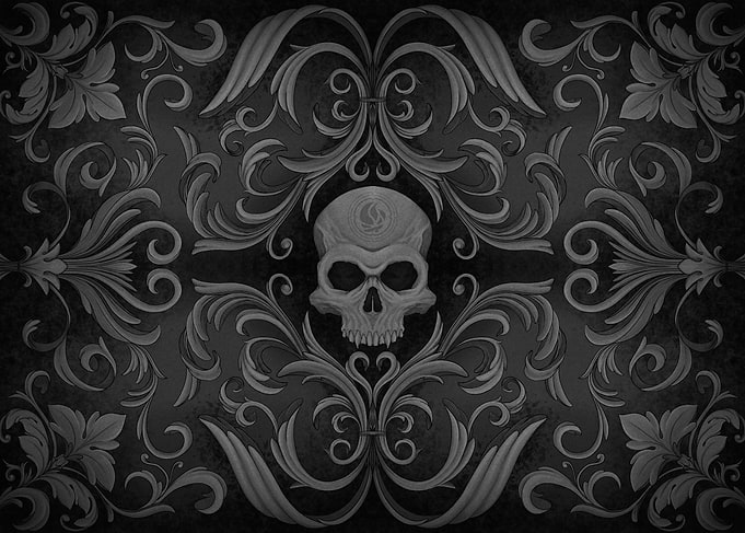 Skull and Floral Ornament