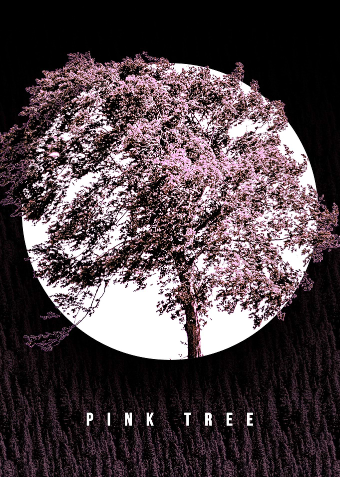Pink Tree in White Circle