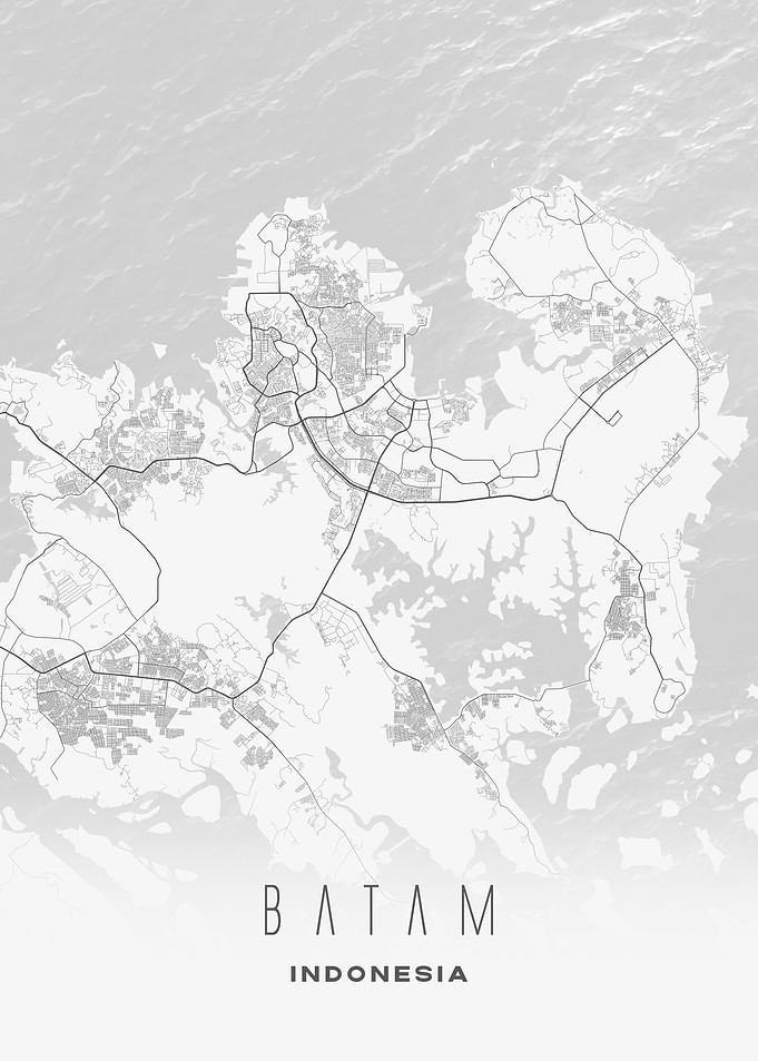 Batam, Indonesia - Minimal Urban Grid City Map