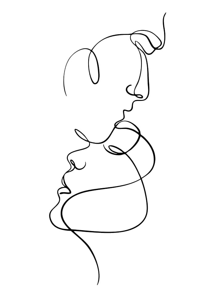 Minimalist Line Art: Two Faces