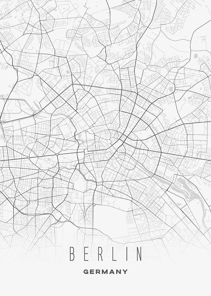 Berlin, Germany - Sleek Urban City Map Print