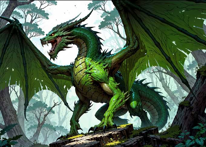 Green Dragon in Forest