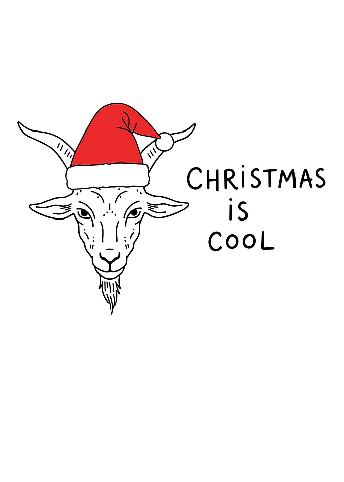 Christmas Goat with Santa Hat
