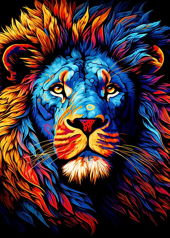 Colorful Lion Portrait