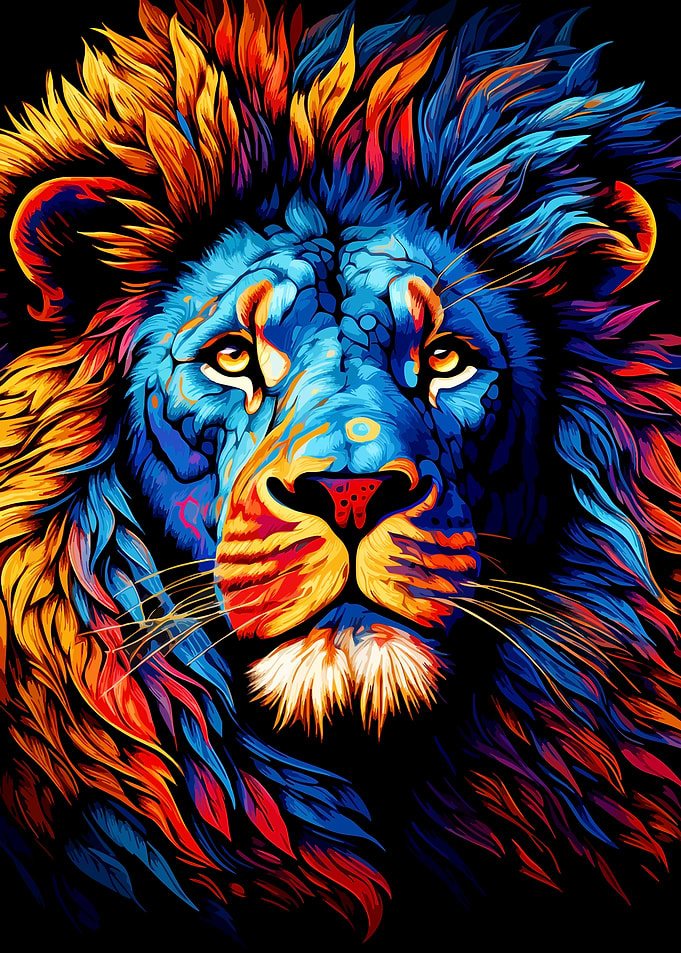 Colorful Lion Portrait