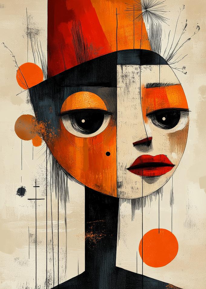 Abstract Portrait with Orange and Black