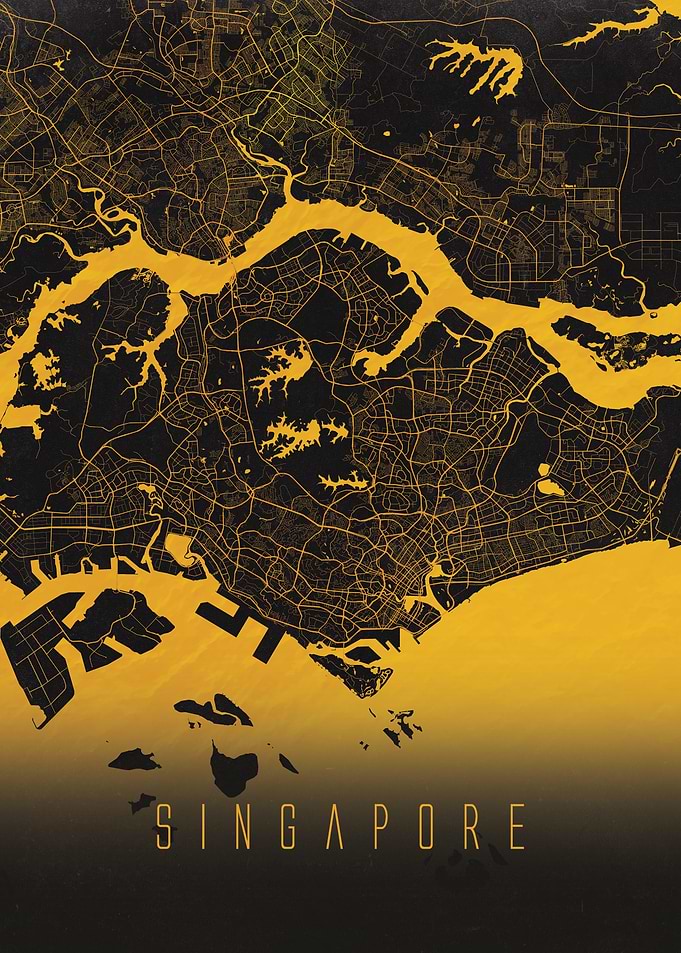 Singapore - Modern Golden City Map Poster