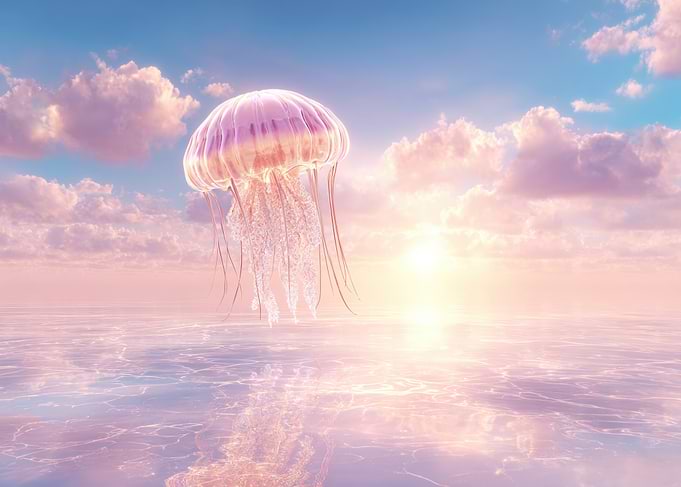 Dreamy Jellyfish in Pastel Sky