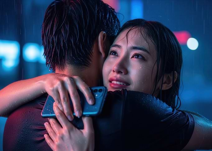 Emotional Embrace in the Rain