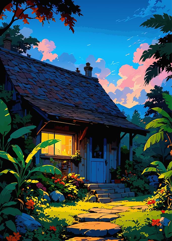 Cozy Cabin in Lush Landscape