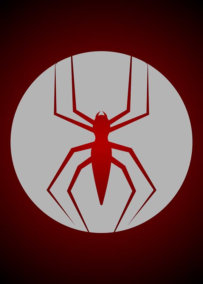 Red Spider Silhouette on Gray Circle