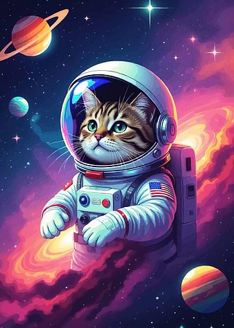Astronaut Cat Space