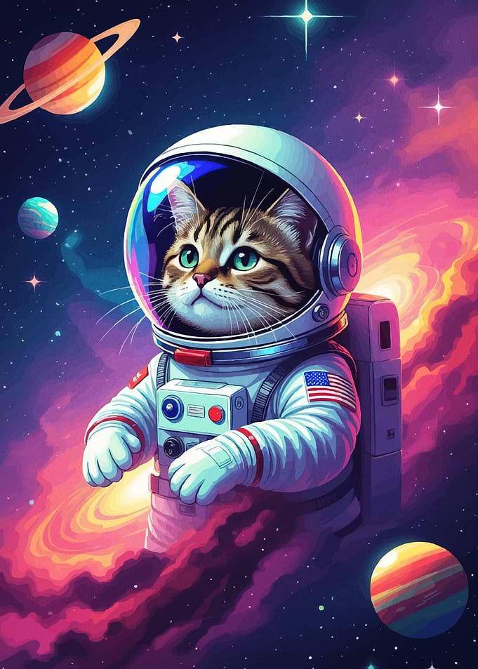 Astronaut Cat Space