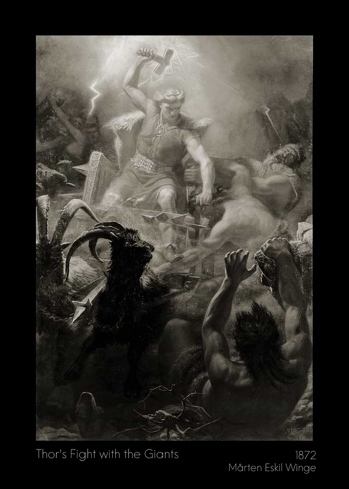 Thor's Fight with the Giants - Monochromatic Version