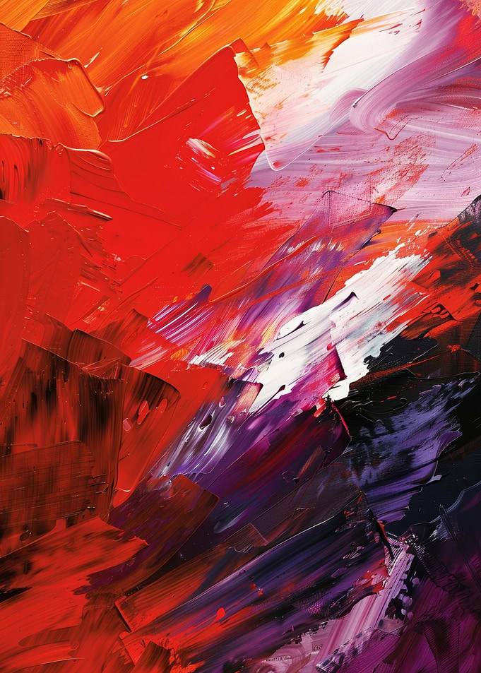 Abstract Painting with Red and Purple