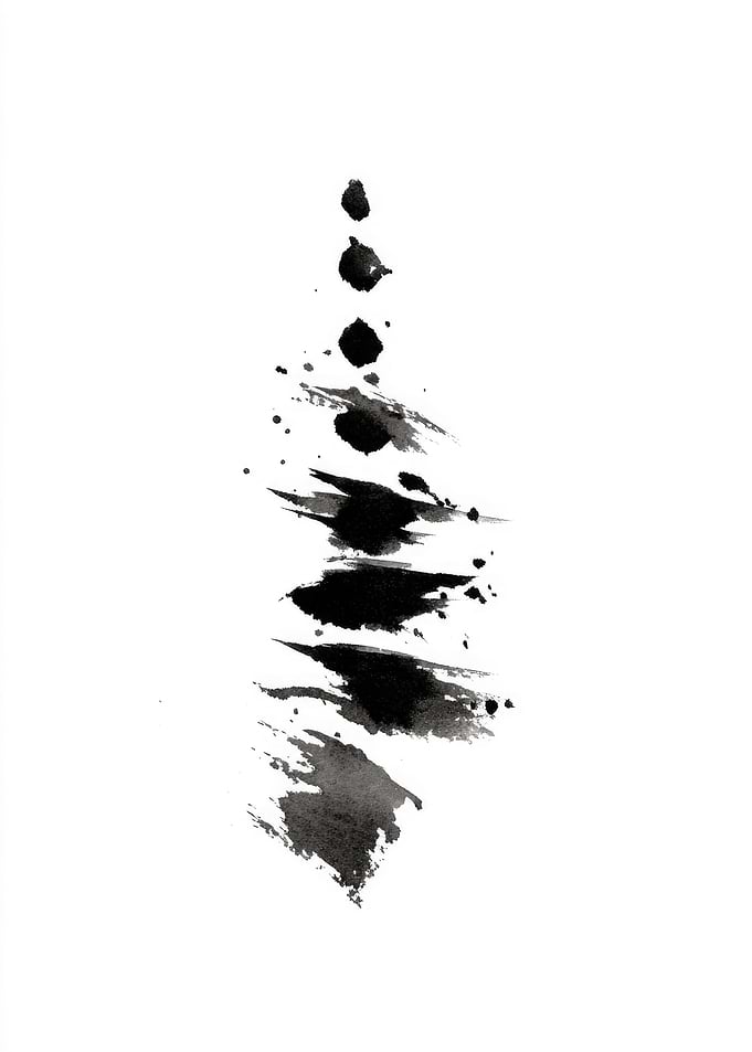 Black Ink Splatter on White Background
