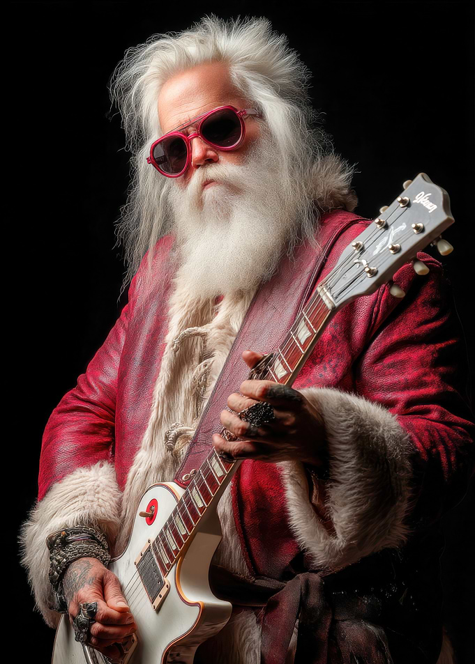 Cool Santa with Electric Guitar