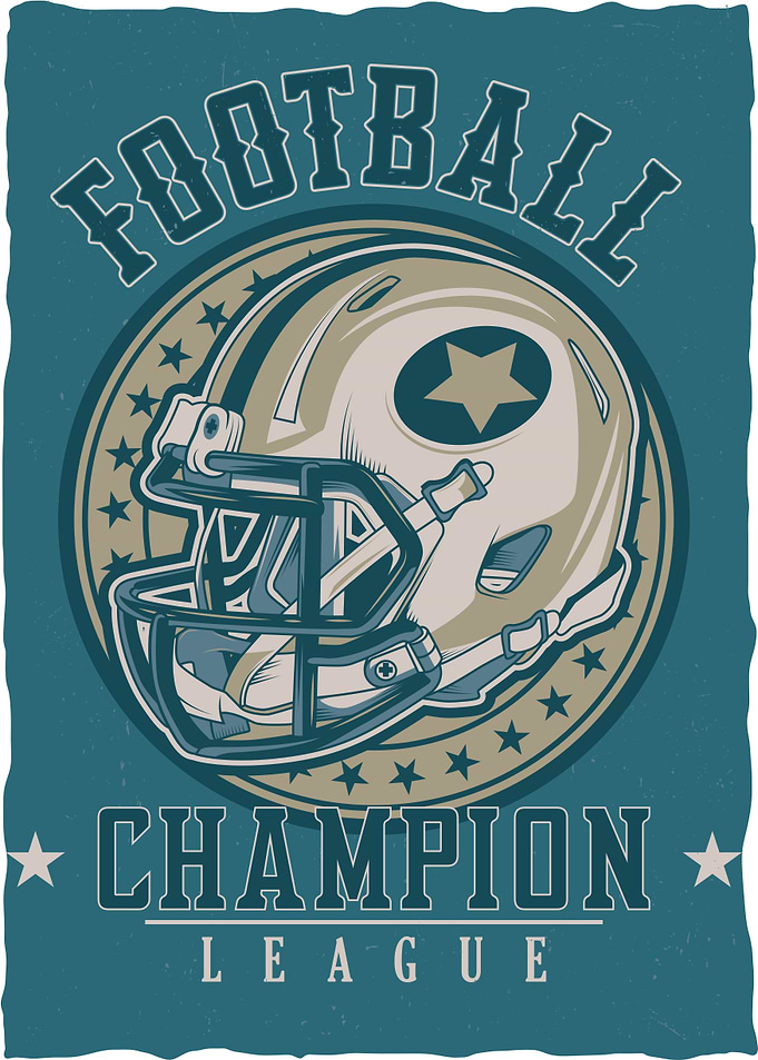 Football Champion League Helmet Illustration