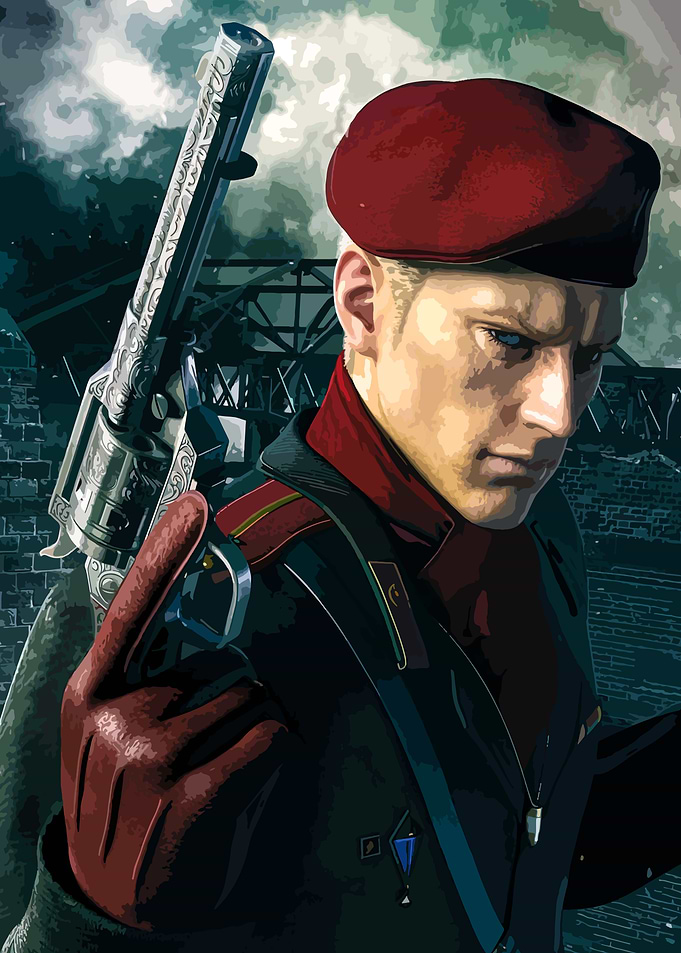 Man with Revolver and Red Beret