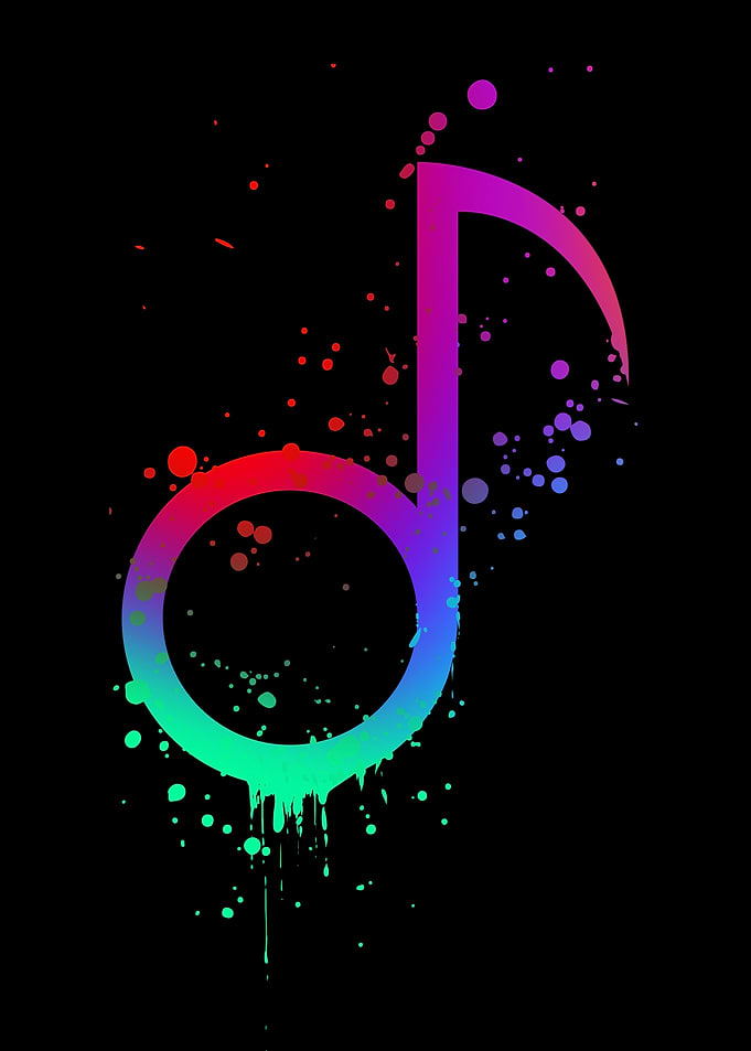 Colorful Music Note on Black Background
