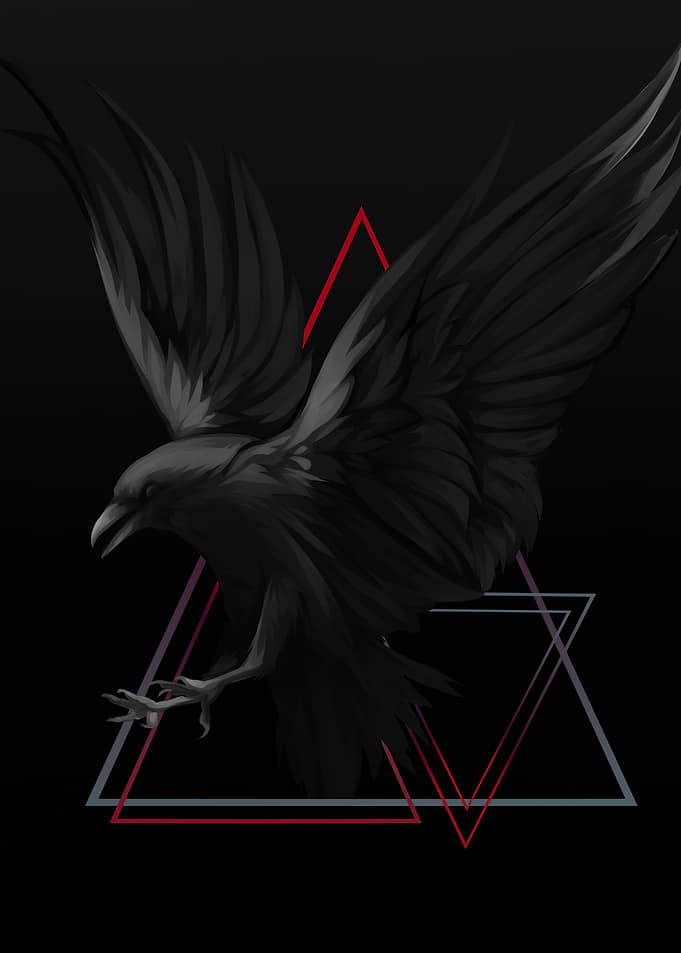 Raven with Geometric Shapes