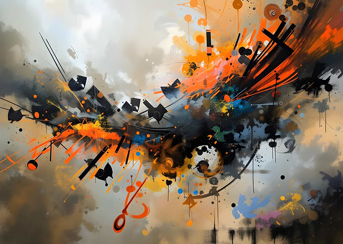 Abstract Orange and Black Art