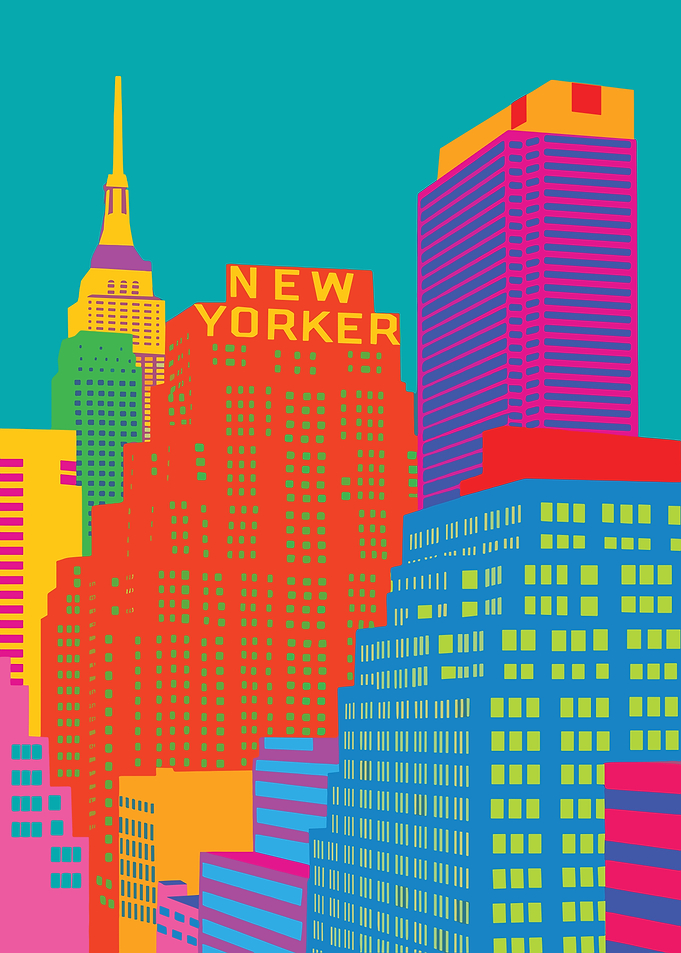 Colorful New York City Skyline Illustration