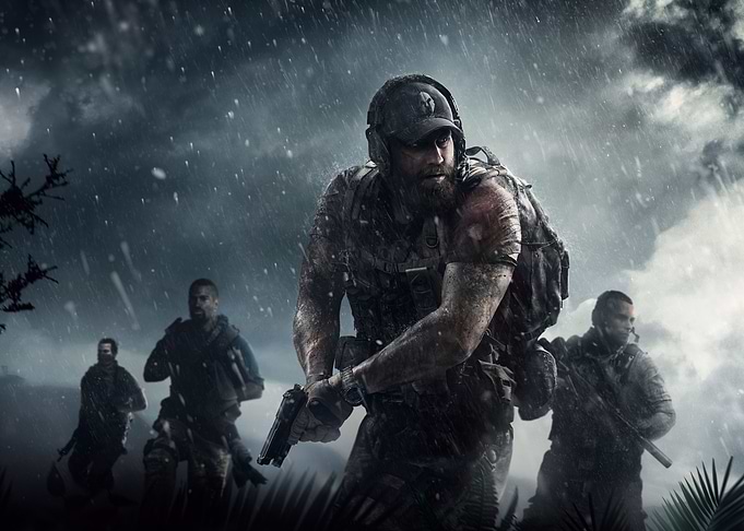 Military Squad in Rain