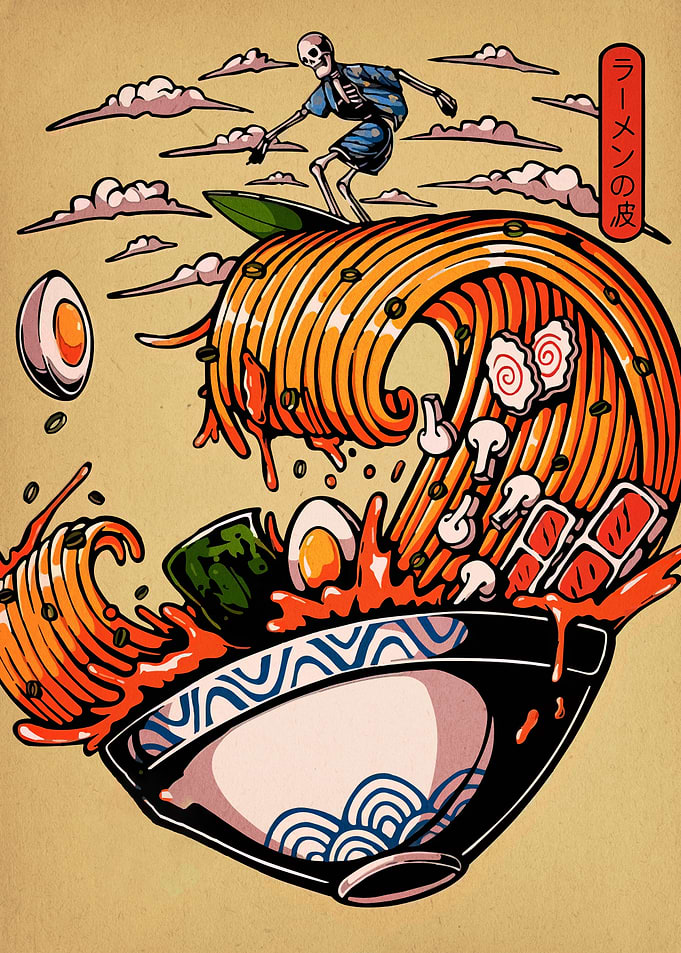 Ramen Wave Surfing Skeleton