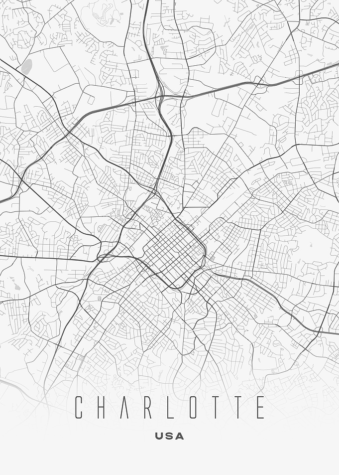 Charlotte, USA - Minimalist City Map Art