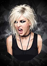 Polygon Art Portrait of Angry Woman