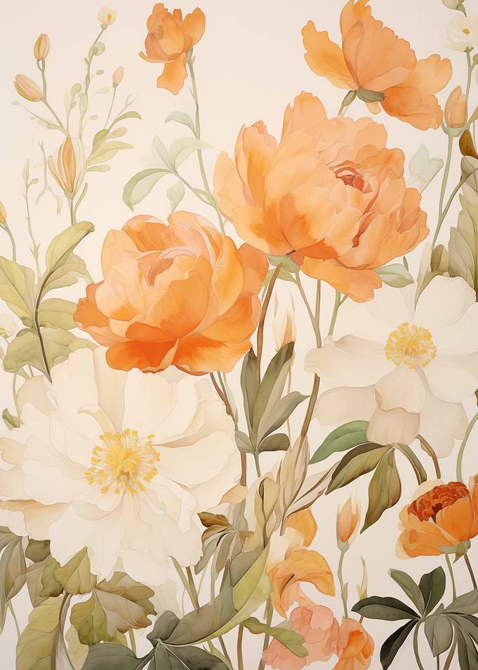 Floral Orange and White
