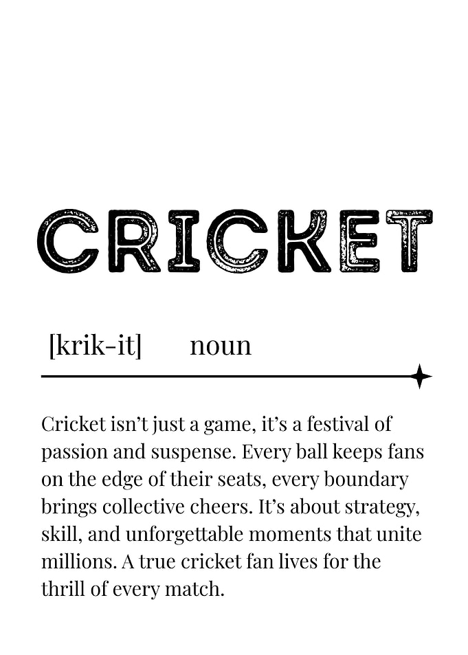 Cricket Definition Typography Art Print