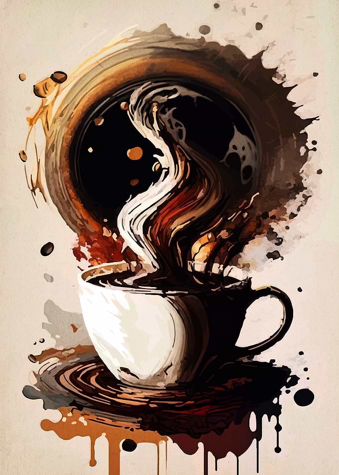 Abstract Coffee Cup Watercolor Painting