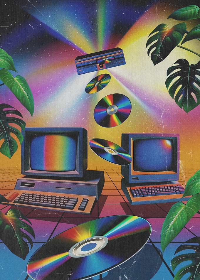 Retro Computer and CD Landscape
