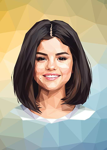 Selena Gomez Polygon Portrait