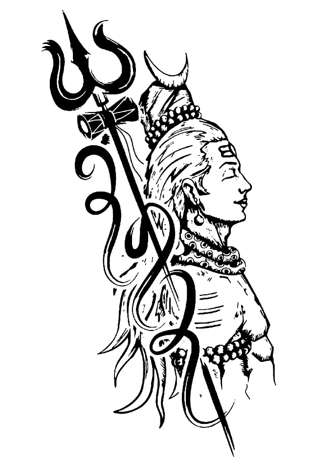 Lord Shiva Black and White Illustration