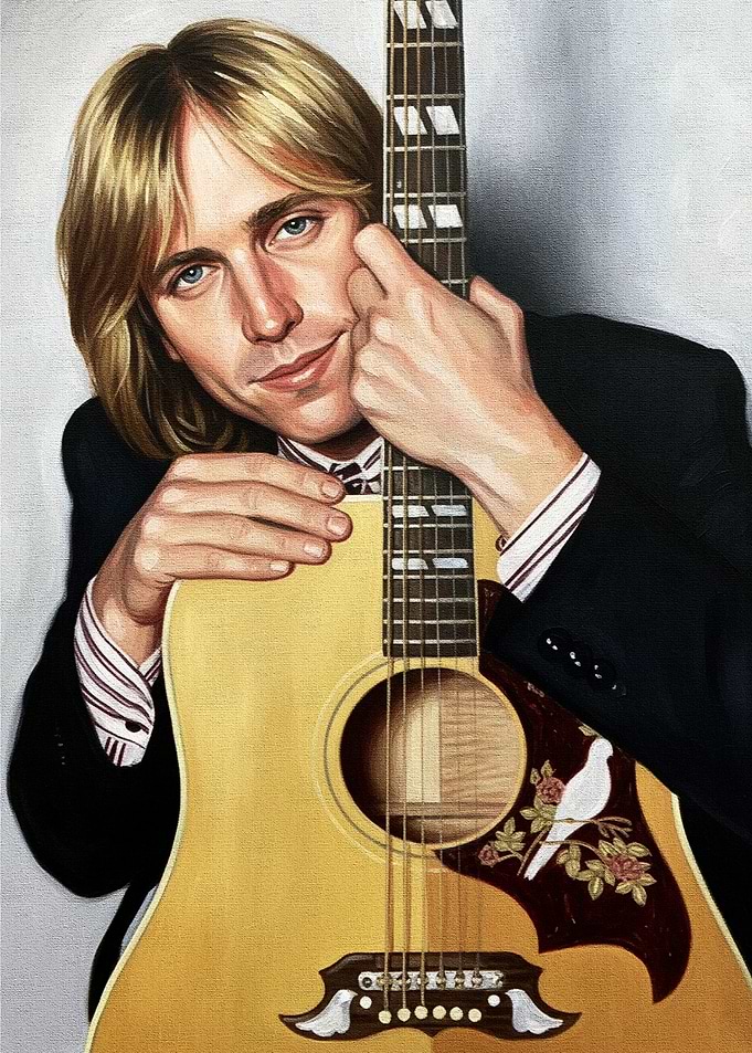 Tom Petty with Acoustic Guitar Portrait