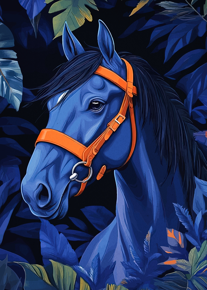Horse Portrait Orange Bridle