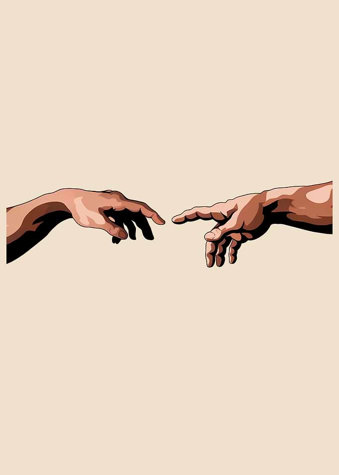 Creation of Adam Hands Digital Art