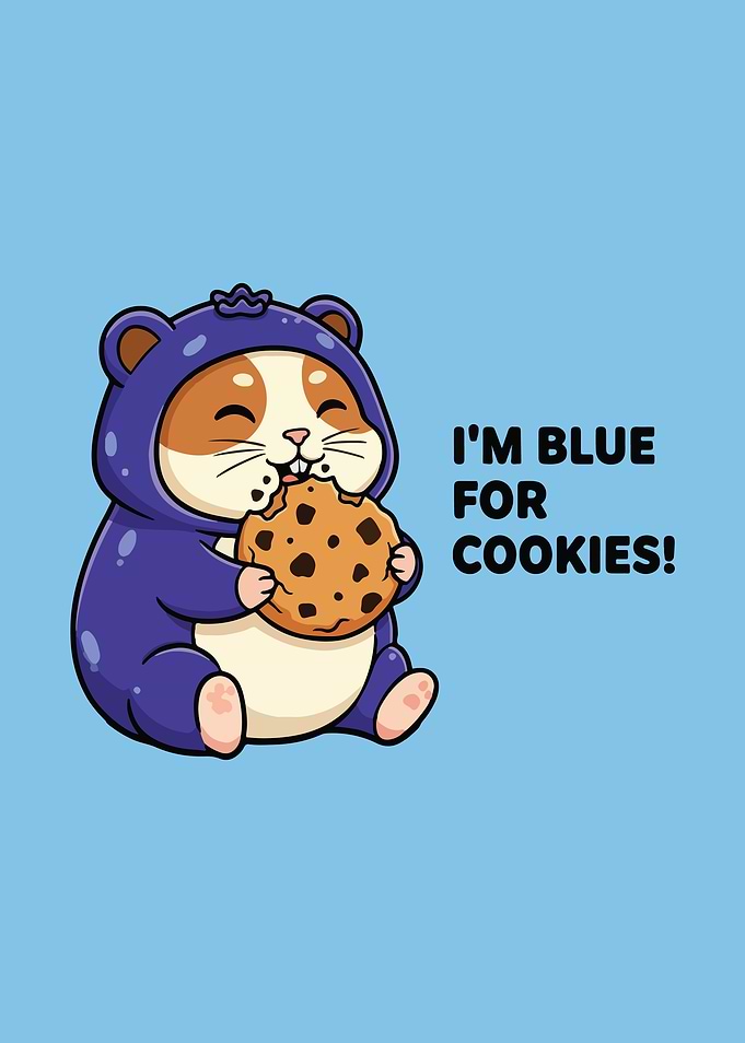 Hamster in Blueberry Costume Eating Cookie