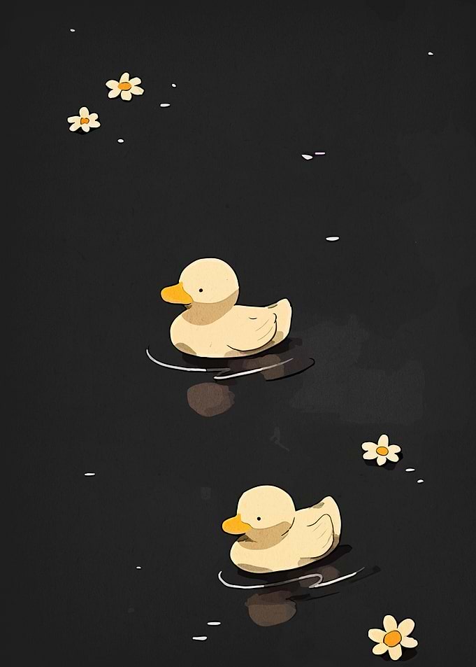 Two Ducks in Dark Water