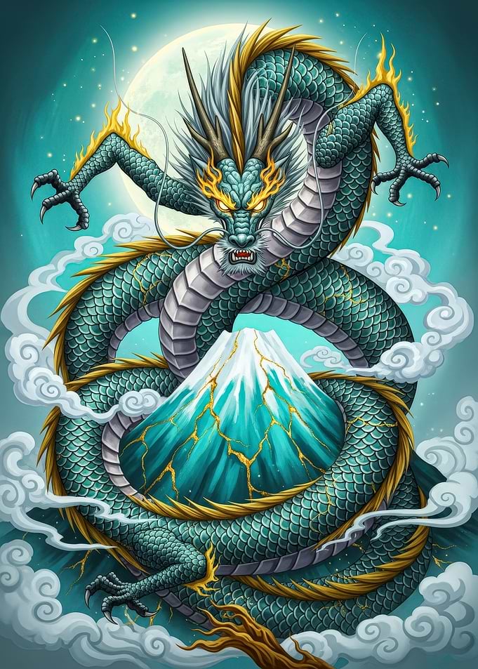 Dragon and Mountain Digital Art