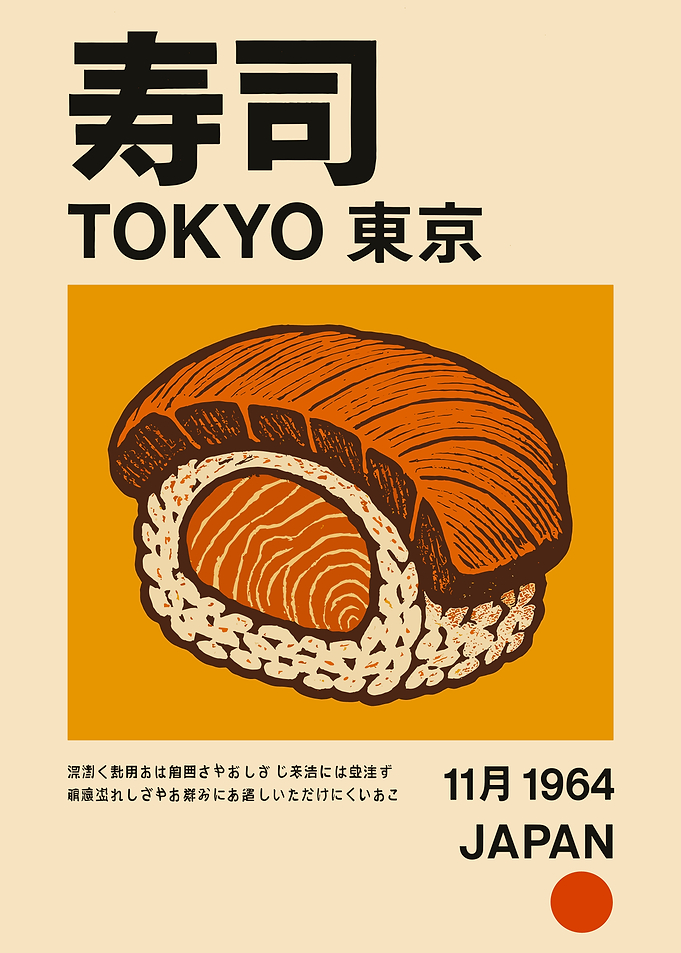 Sushi Tokyo Vintage Poster