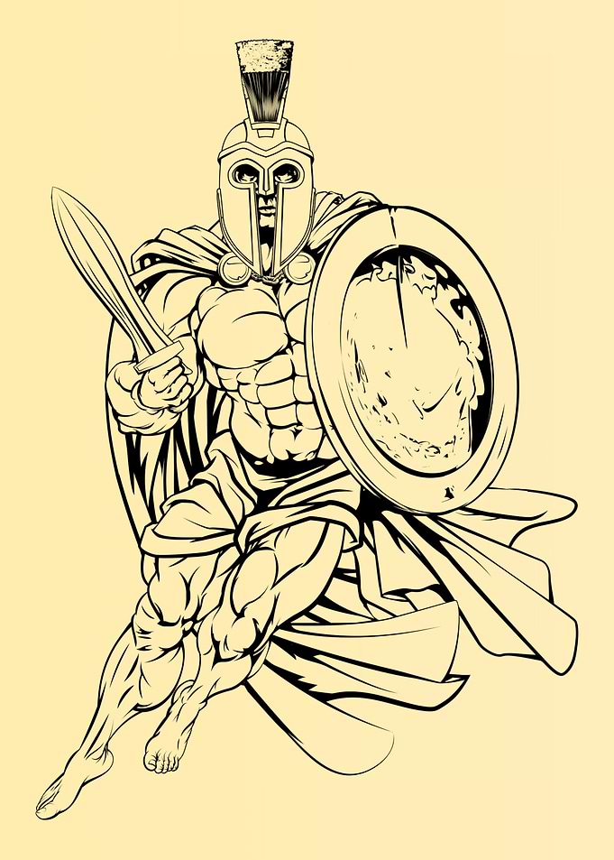 Spartan Warrior with Sword and Shield