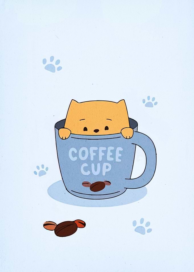 Cat in Coffee Cup Illustration