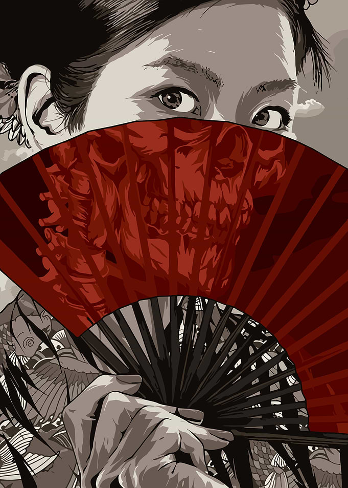 Geisha with Fan Digital Art