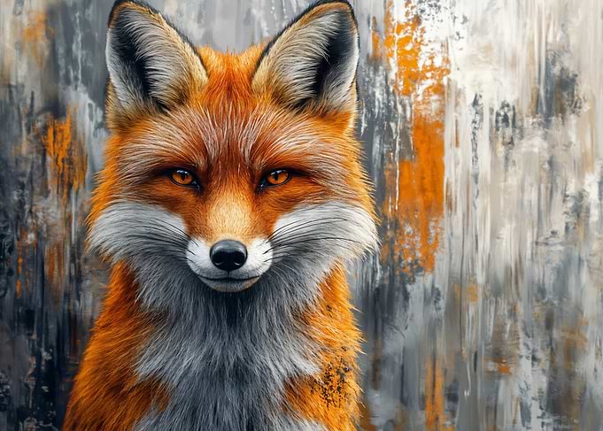 Fox Portrait with Abstract Background