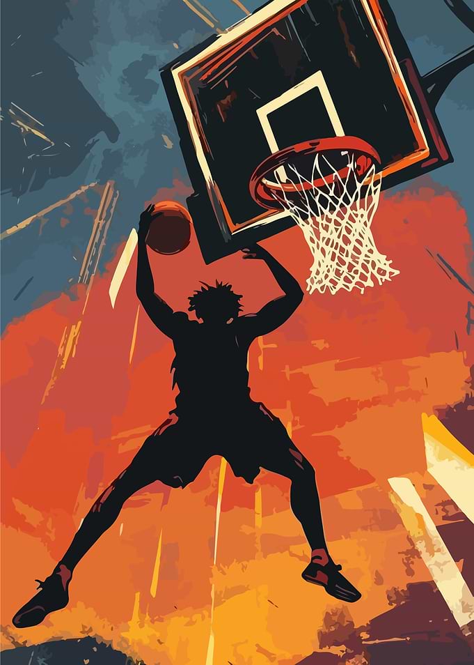 Basketball Player Silhouette Dunking